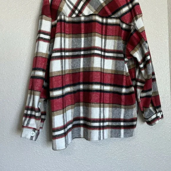 C+D+M Womens Oversized Plaid Button Front Shirt Jacket XL NWT - Picture 7 of 9